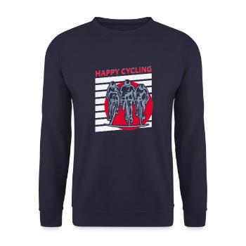 Bonne route à vélo. Idée cadeau cycliste. - Sweat-shirt Unisexe - marine - Devant - Alina (178cm) & Michal (187cm)