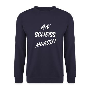 AN SCHIESS MUASSI WEISS - Unisex Pullover - Navy - Vorne - Alina (178cm) & Michal (187cm)