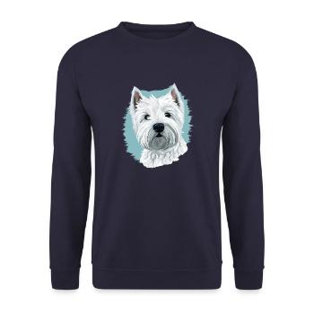 West Highland White Terrier - Unisex Sweatshirt - navy - Front - Alina (178cm) & Michal (187cm)