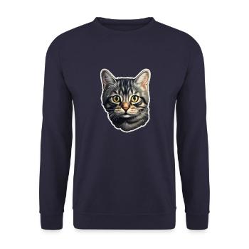 British Shorthair Cat Head - Unisex Sweatshirt - navy - Front - Alina (178cm) & Michal (187cm)