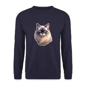 Ragdoll Cat Head - Unisex Sweatshirt - navy - Front - Alina (178cm) & Michal (187cm)