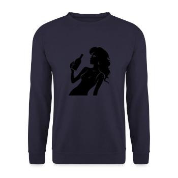 Silhouette Woman Drinking - Unisex Sweatshirt - navy - Front - Alina (178cm) & Michal (187cm)