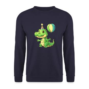 Alligator Birthday Comic - Unisex Sweatshirt - navy - Front - Alina (178cm) & Michal (187cm)