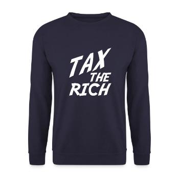 tax the rich Geschenk - Unisex Pullover - Navy - Vorne - Alina (178cm) & Michal (187cm)