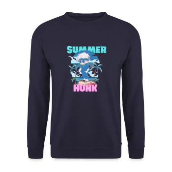 Sommer Vibes See Natur Flora Kunst Blumen Meer - Unisex Pullover - Navy - Vorne - Alina (178cm) & Michal (187cm)