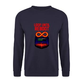 Loop Until Reboot – Pixel Shirt - Unisex Pullover - Navy - Vorne - Alina (178cm) & Michal (187cm)