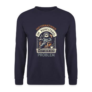 Informatiker Ruhestand - Unisex Pullover - Navy - Vorne - Alina (178cm) & Michal (187cm)