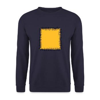 Flicken Reparatur Patchwork Stoff Nähen Naht Nadel - Unisex Pullover - Navy - Vorne - Alina (178cm) & Michal (187cm)