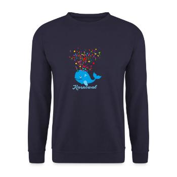 karnewal,wal,konfetti,karneval,walfisch - Unisex Pullover - Navy - Vorne - Alina (178cm) & Michal (187cm)