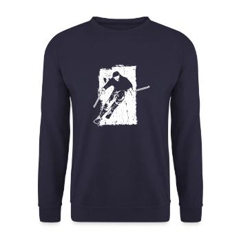 Skiabenteuer im Grunge-Stil: Winterzauber in den - Unisex Pullover - Navy - Vorne - Alina (178cm) & Michal (187cm)