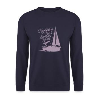 Segeln Segelboot Sterne Teleskop - Unisex Pullover - Navy - Vorne - Alina (178cm) & Michal (187cm)