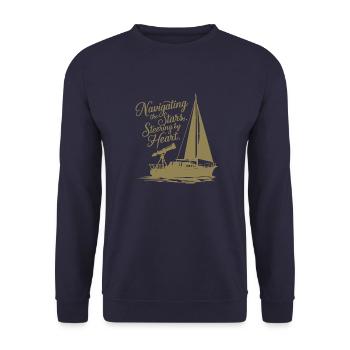 Segeln Segelboot Sterne Teleskop - Unisex Pullover - Navy - Vorne - Alina (178cm) & Michal (187cm)