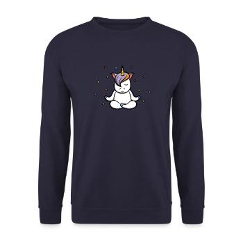 Yoga unicorn star karma namaste meditation love - Unisex Sweatshirt - navy - Front - Alina (178cm) & Michal (187cm)