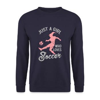Just A Girl Who Loves Soccer - Unisex Pullover - Navy - Vorne - Alina (178cm) & Michal (187cm)