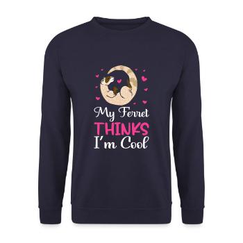 My Ferret Thinks I'm Cool Funny Ferret - Unisex Pullover - Navy - Vorne - Alina (178cm) & Michal (187cm)