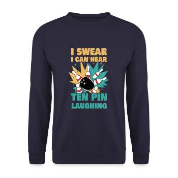 I Can Ten Pin Laughing Funny Bowling Team Bowler - Sweat-shirt Unisexe - marine - Devant - Alina (178cm) & Michal (187cm)