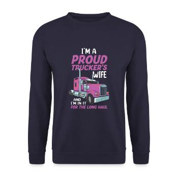 Drôle de camionneur Femme Chauffeur de camion Femme - Sweat-shirt Unisexe - marine - Devant - Alina (178cm) & Michal (187cm)