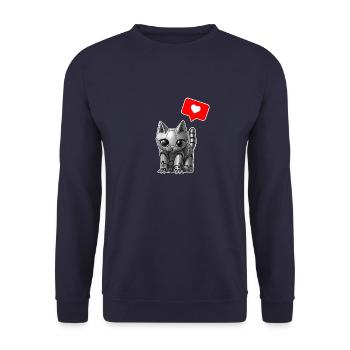 Chat robot mignon - Sweat-shirt Unisexe - marine - Devant - Alina (178cm) & Michal (187cm)