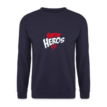 Super heroes!!! - Unisex Sweatshirt - navy - Front - Alina (178cm) & Michal (187cm)