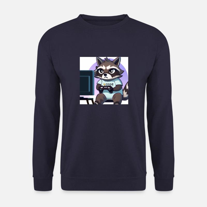 racoon playing computer games - Unisex Pullover - Navy