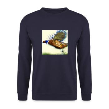 Fliegender Fasan - Unisex Pullover - Navy - Vorne - Alina (178cm) & Michal (187cm)