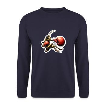Eine boxende Heuschrecke - Unisex Pullover - Navy - Vorne - Alina (178cm) & Michal (187cm)