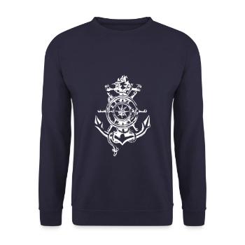 anchor compass steering wheel - Unisex Sweatshirt - navy - Front - Alina (178cm) & Michal (187cm)