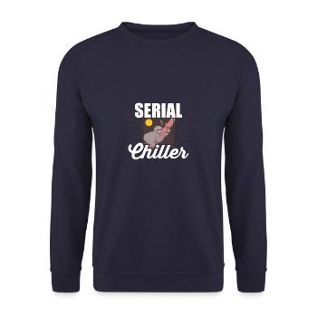 Serial Chiller - With a sleeping sloth - Unisex Sweatshirt - navy - Front - Alina (178cm) & Michal (187cm)