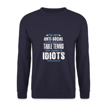 Jouer au ping-de-table au lieu de parler à des idiots Used - Sweat-shirt Unisexe - marine - Devant - Alina (178cm) & Michal (187cm)