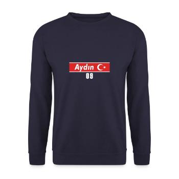09 Aydin Turkish license plate as a gift - Unisex Sweatshirt - navy - Front - Alina (178cm) & Michal (187cm)