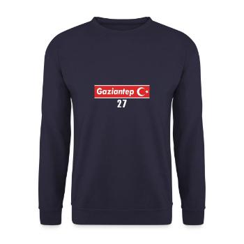 27 Gaziantep Türkisches Nummernschild als Geschenk - Unisex Pullover - Navy - Vorne - Alina (178cm) & Michal (187cm)