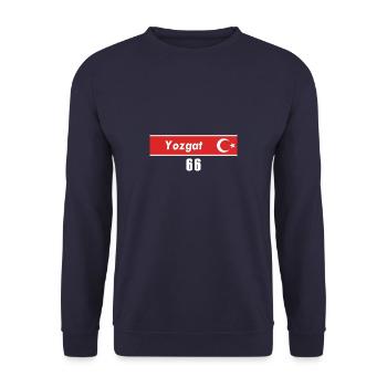 66 Yozgat Turkish license plate as a gift - Unisex Sweatshirt - navy - Front - Alina (178cm) & Michal (187cm)