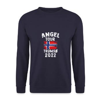 TROMSÖ - Angel Tour 2022 Norwegen Geschenk - Unisex Pullover - Navy - Vorne - Alina (178cm) & Michal (187cm)