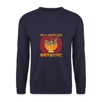 i'm a hopeless ramentic - Hoffnungslos Ramentisch - Unisex Pullover - Navy - Vorne - Alina (178cm) & Michal (187cm)