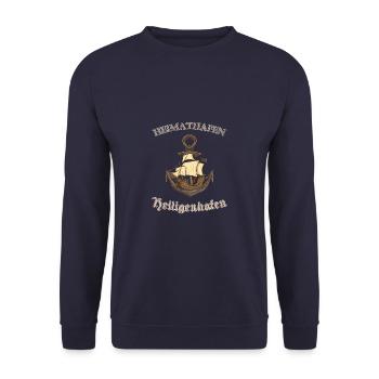 Heimathafen Heiligenhafen als Geschenk - Unisex Pullover - Navy - Vorne - Alina (178cm) & Michal (187cm)