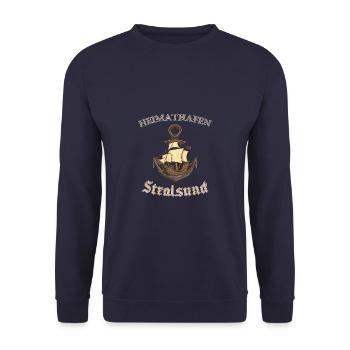 Heimathafen Stralsund - Unisex Pullover - Navy - Vorne - Alina (178cm) & Michal (187cm)
