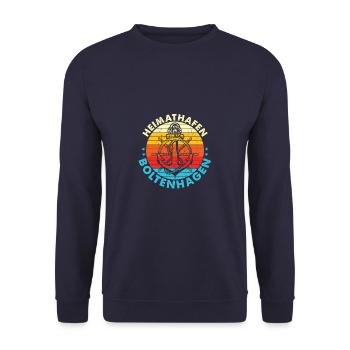 Heimathafen Boltenhagen als Geschenk - Unisex Pullover - Navy - Vorne - Alina (178cm) & Michal (187cm)
