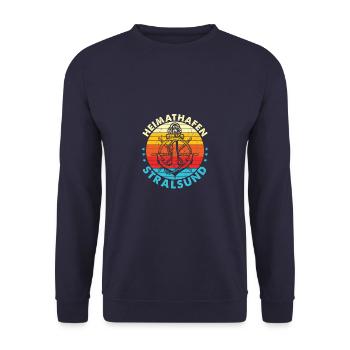 Heimathafen Stralsund - Unisex Pullover - Navy - Vorne - Alina (178cm) & Michal (187cm)