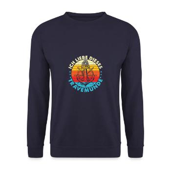 Ich liebe dieses Travemünde - Unisex Pullover - Navy - Vorne - Alina (178cm) & Michal (187cm)