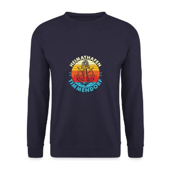 Heimathafen Timmendorf Urlaub Heimat auf dem Meer - Unisex Pullover - Navy - Vorne - Alina (178cm) & Michal (187cm)
