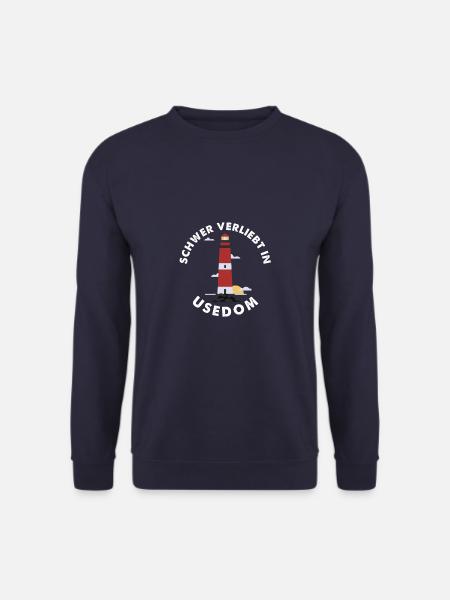 Schwer verliebt - Usedom Ostsee - Leuchtturm Anker - Unisex Pullover - Navy