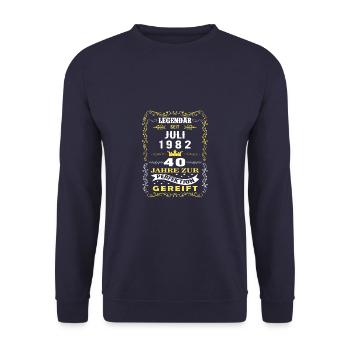 Juli 1982 - 40. Geburtstag Geschenk. Deutsch. - Unisex Pullover - Navy - Vorne - Alina (178cm) & Michal (187cm)