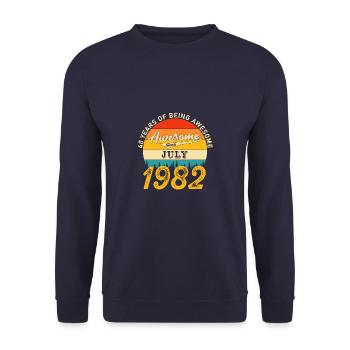 Juli 1982 - 40. Geburtstag Geschenk. Awesome. - Unisex Pullover - Navy - Vorne - Alina (178cm) & Michal (187cm)
