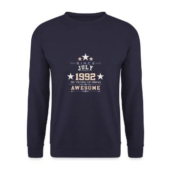 Juli 1992 - 30. Geburtstag Geschenk. Awesome. - Unisex Pullover - Navy - Vorne - Alina (178cm) & Michal (187cm)