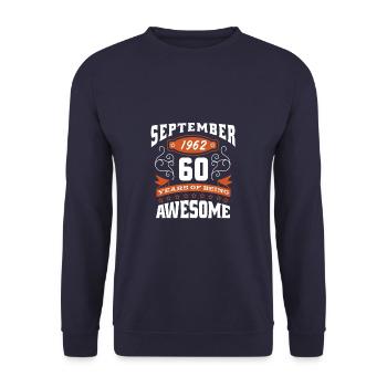 Septembre 1962 - cadeau du 60e anniversaire. Génial. - Sweat-shirt Unisexe - marine - Devant - Alina (178cm) & Michal (187cm)