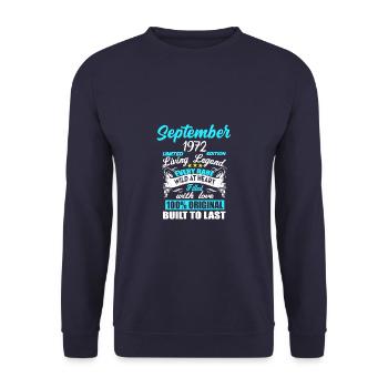 Septembre 1972 - cadeau du 50e anniversaire. Génial. - Sweat-shirt Unisexe - marine - Devant - Alina (178cm) & Michal (187cm)