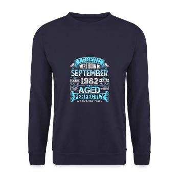 Septembre 1982 - cadeau du 40e anniversaire. Génial. - Sweat-shirt Unisexe - marine - Devant - Alina (178cm) & Michal (187cm)