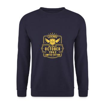 Octobre 1962 - Cadeau du 60e anniversaire. Légende. - Sweat-shirt Unisexe - marine - Devant - Alina (178cm) & Michal (187cm)