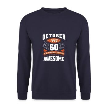 Octobre 1962 - Cadeau du 60e anniversaire. Légende. - Sweat-shirt Unisexe - marine - Devant - Alina (178cm) & Michal (187cm)