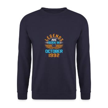 Oktober 1992 - 30. Geburtstag Geschenk. Legende. - Unisex Pullover - Navy - Vorne - Alina (178cm) & Michal (187cm)